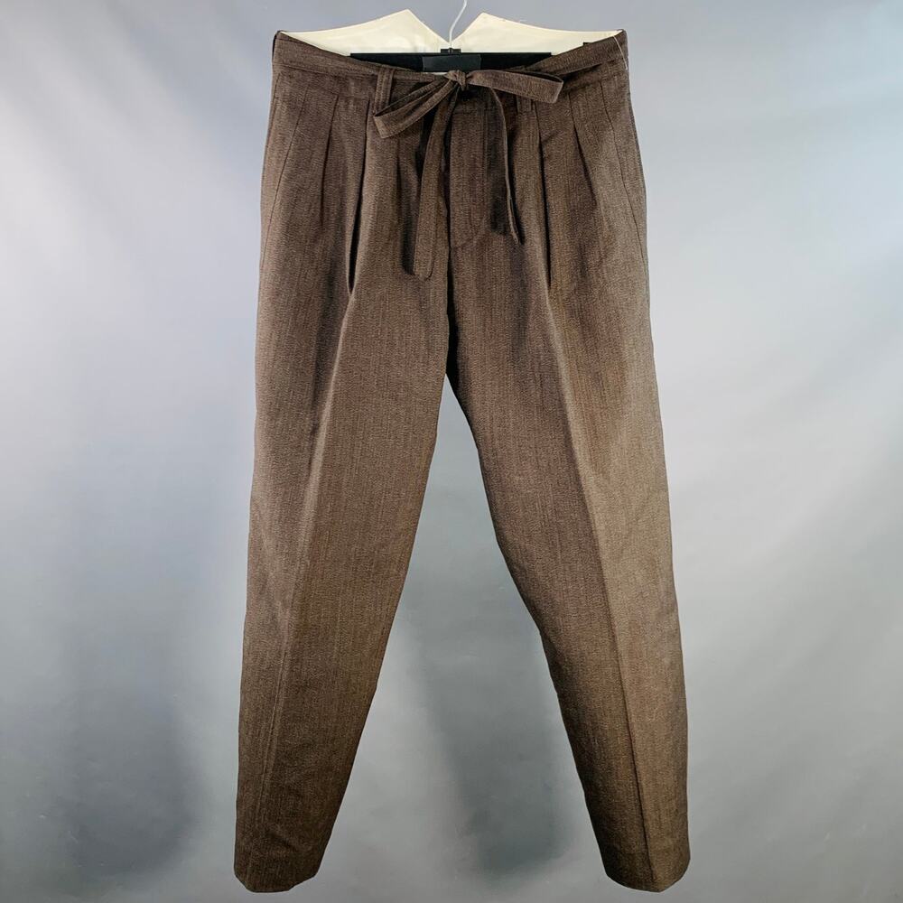 VISVIM Size M Hakama Brown Wool Linen Pleated Belted Dress Pants